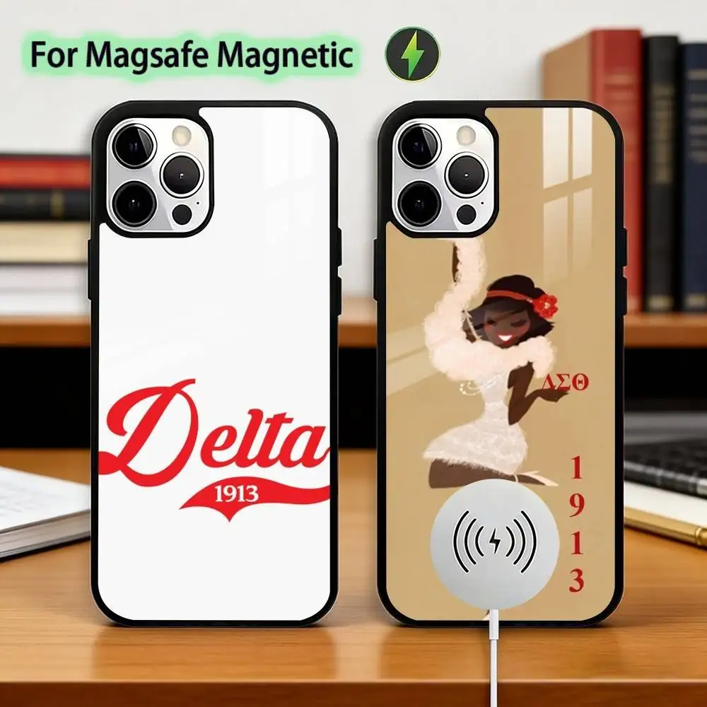 

Delta Sigma T-Theta Phone Case For iPhone17,16,15,14,13,12,11 Plus,Pro Magnetic For Magsafe Wireless Charging