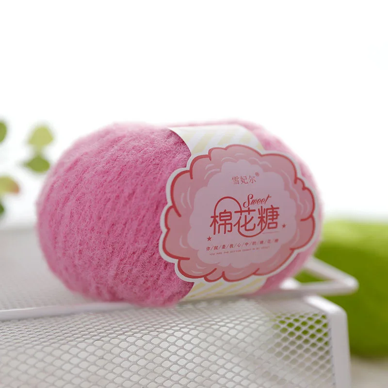 40g Cotton Candy Imitation Wool Felt Yarn,Woven Crochet Bag Hair Clip Multicolor Thread,Doll Material Package Soft Smooth Yarn