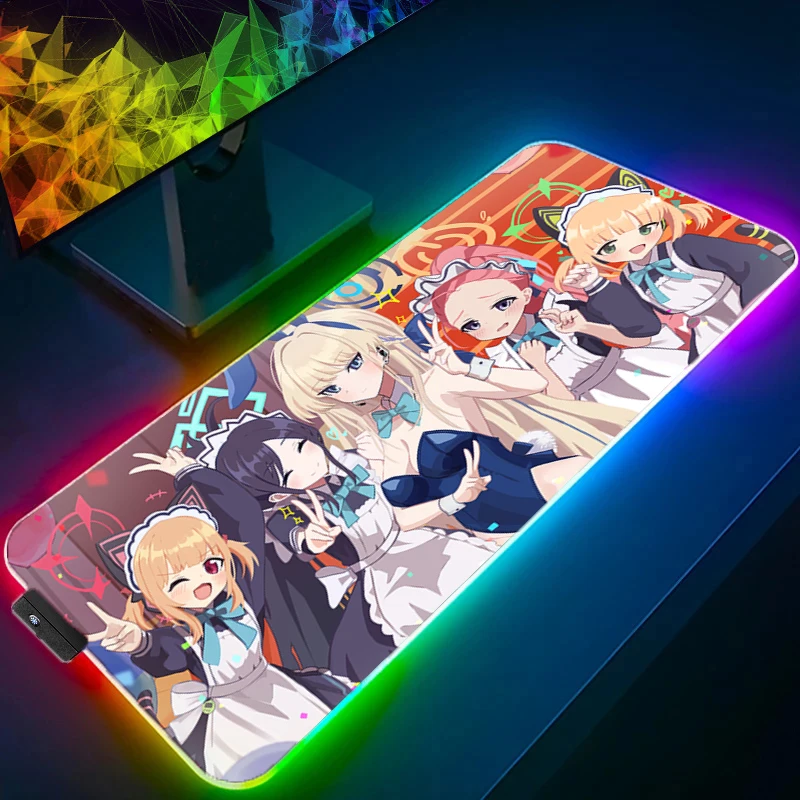 

RGB Blue Archive Asuma Toki Mouse Pad Gamer PC Computer Large Backlight Desk mat Keyboard Anime Gaming Accessories LED Mousepad
