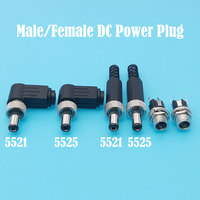 1Pcs 5.5x2.1 5.5x2.5 mm Lockable DC Male Power Plug Female Socket with Screw Nut Locking Connector