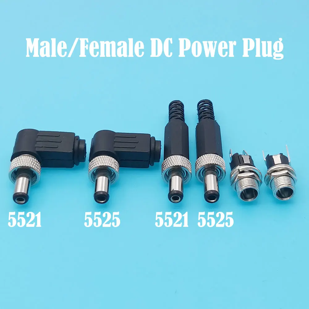 1Pcs 5.5x2.1 5.5x2.5 mm Lockable DC Male Power Plug Female Socket with Screw Nut Locking Connector