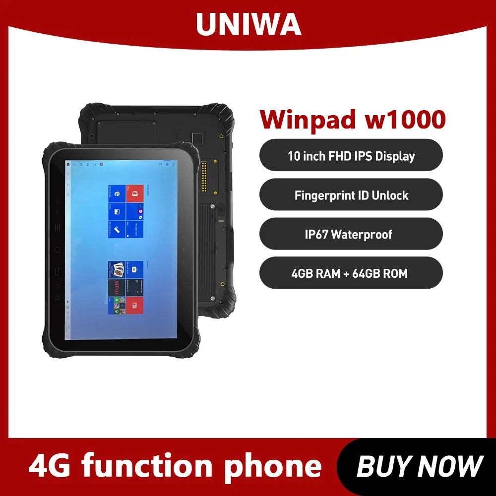 Winpad W1000 IP67 Rugged Waterproof Windows 10 Table 10inch FHD IPS Display Intel Apollo lake N3450 4GB 64GB GPS NFC Fast Charge