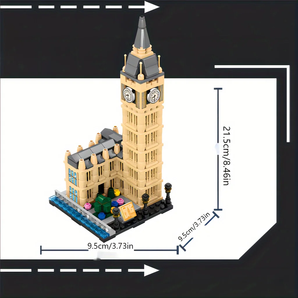 526pcs Famous Big Ben Micro Mini Building Blocks World Famous Leisure Landmarks Collection Model Set Construction Toys Gifts