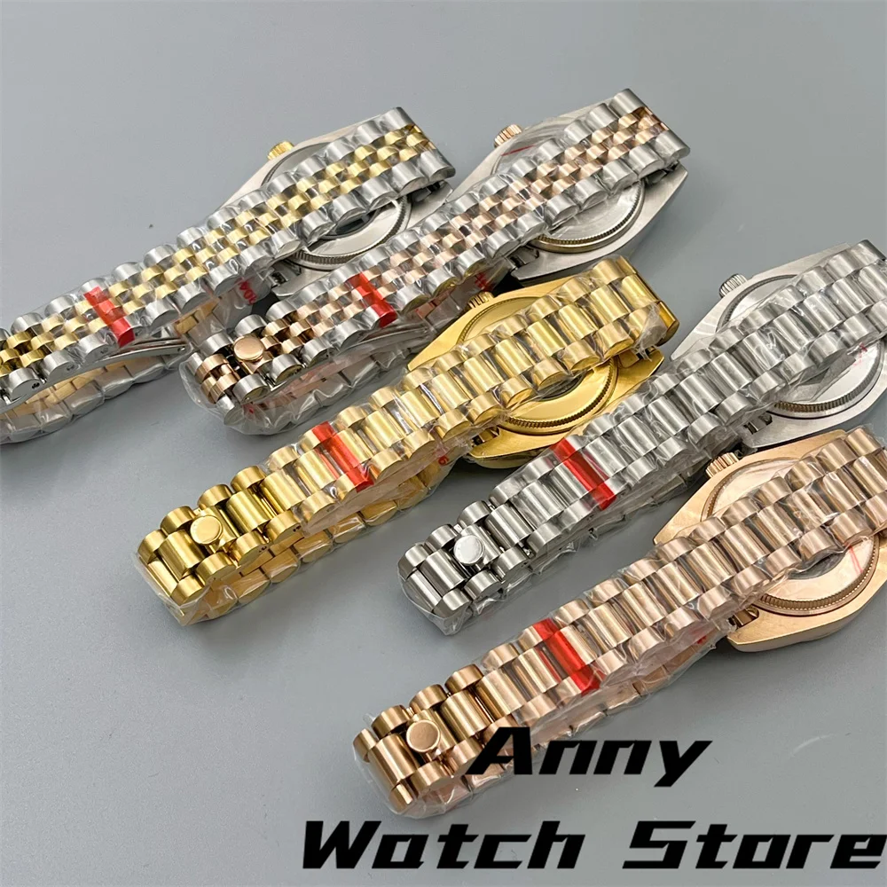 31mm Sapphire Glass Decorated Diamond Women Watch Case Two Tone silve Gold Rose Gold Steel Strap With Fit NH05 Movement