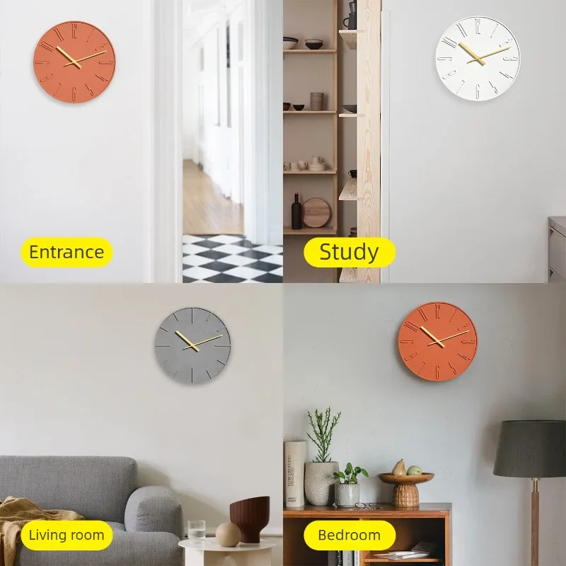 Minimalist Wall Clock Exposed Concrete Clocks Silent 3D Wall Clock Modern Decorative Wall-mounted Watch Bedroom Home Decor