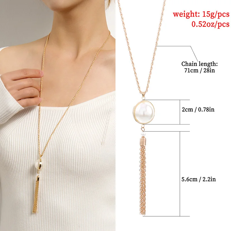 New Vintage Butterfly Pearl Tassel Clavicle Chain for Women Simple Crystal Flower Pendant Long Necklace Evil Eye Sweater Chain