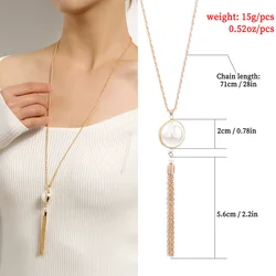 New Vintage Butterfly Pearl Tassel Clavicle Chain for Women Simple Crystal Flower Pendant Long Necklace Evil Eye Sweater Chain