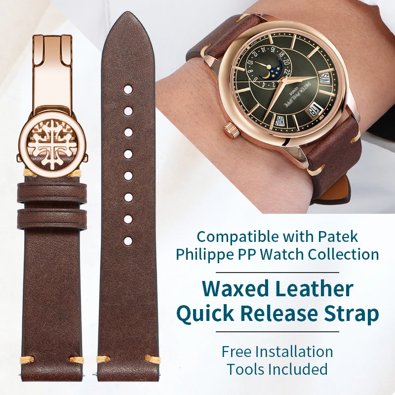 Compatible with Patek Philippe Grand Complications, and Pilot's Watch Series – Genuine Cowhide Leather Watch Strap 20mm 21mm