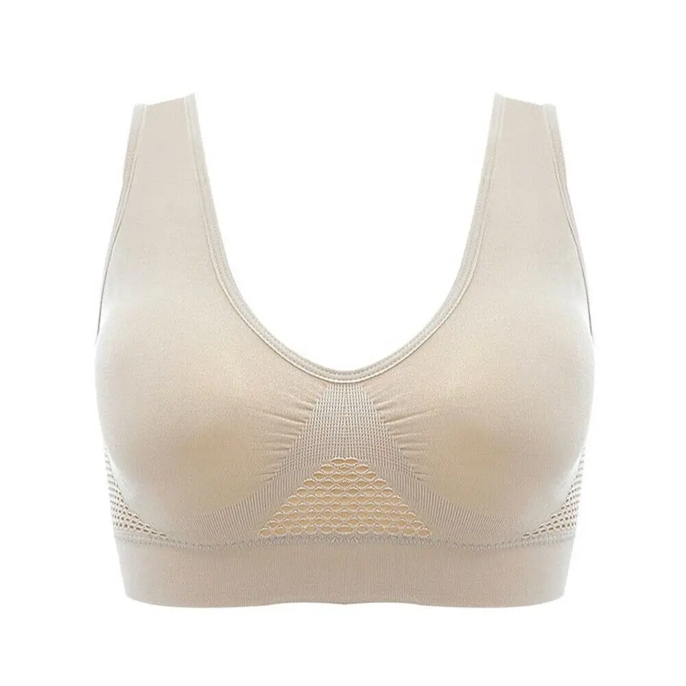 Women Breathable Wireless Shockproof Underwear Yoga Sports Wear Push-Up Vest Sports Bra