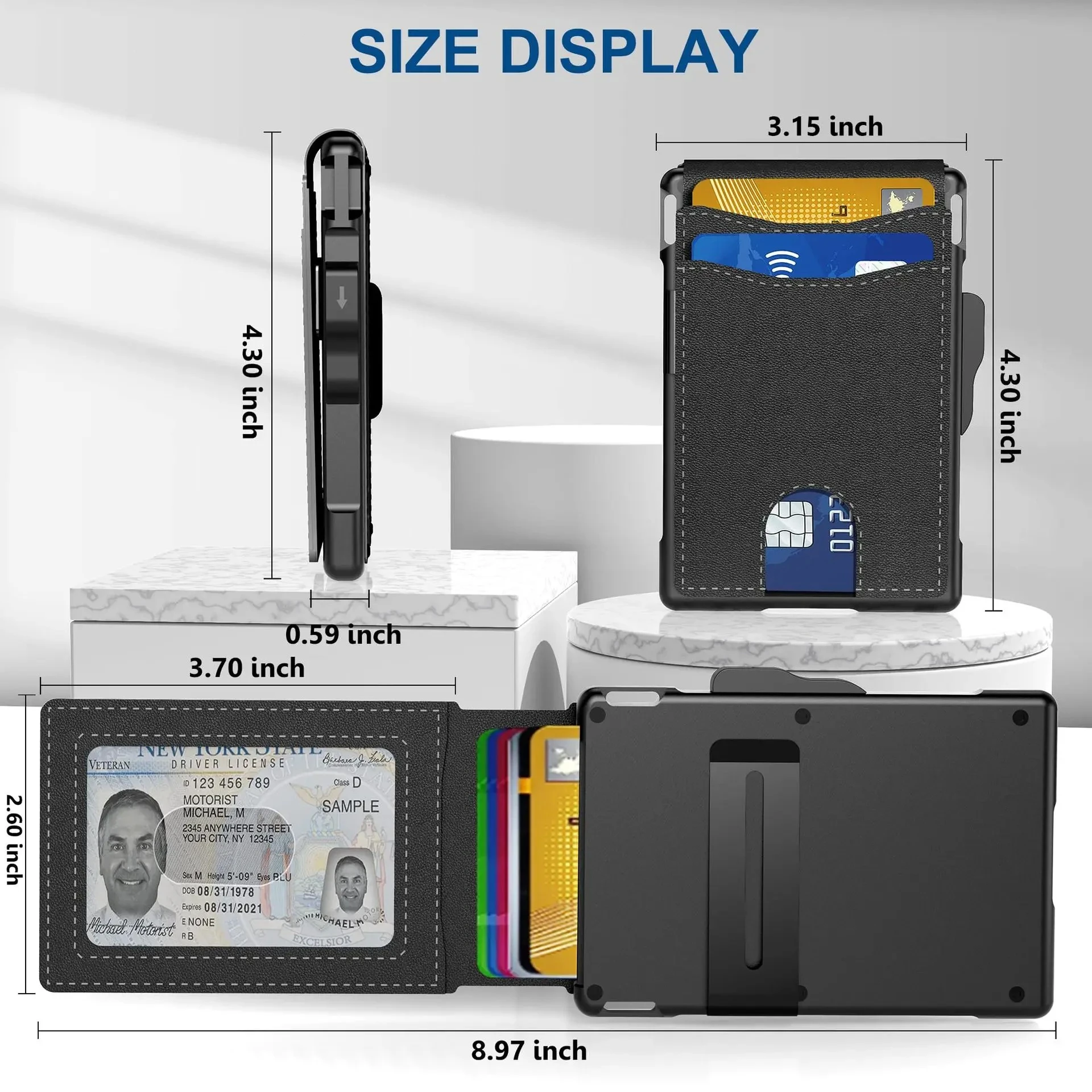 محفظة جلدية للرجال - حامل بطاقات الائتمان رفيع مضاد للسرقة RFID، حقيبة نقود عصرية متينة