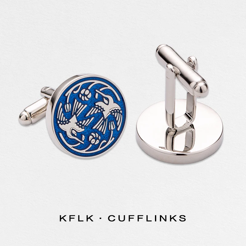 

KFLK Jewelry Two Birds Animal Shirt Cufflink For Mens Brand Cuff link Wedding Women Man Button High Quality New Arrival