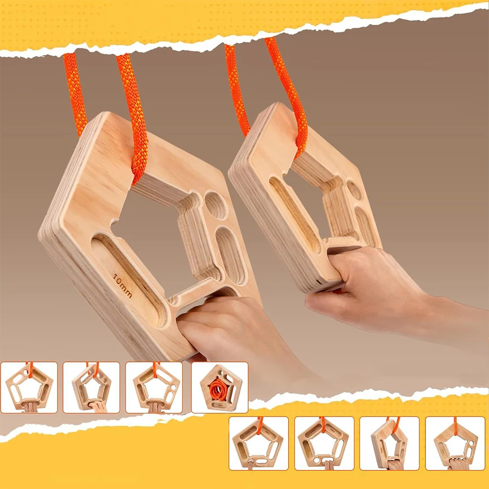 

2Pcs Wooden Hangboard Multifunctional Climbing Hang Holds Strengthen Fingers Rock Climbing Training Board for Indoor and Outdoor