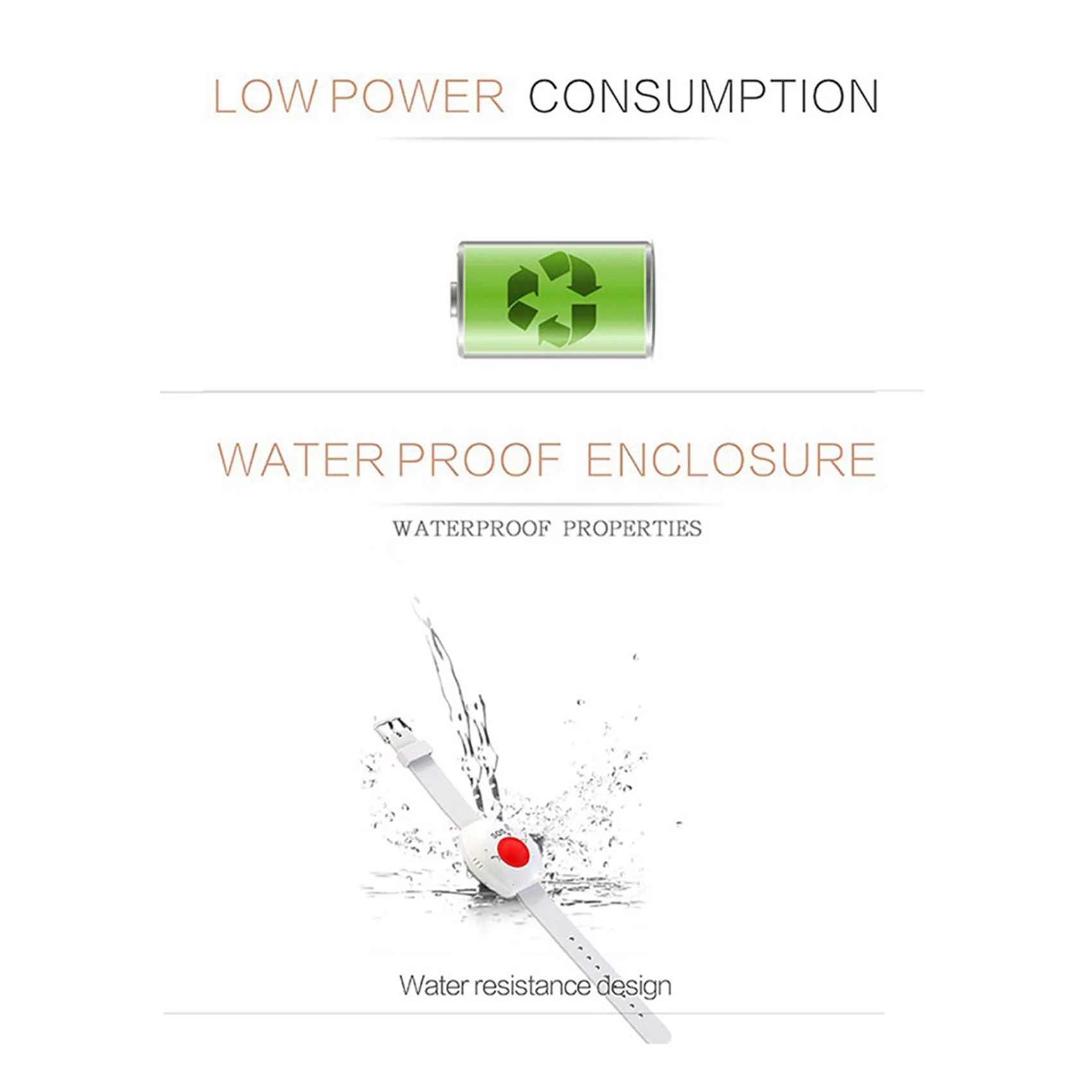 ABGI-2X Pulsante antipanico RF 315Mhz SOS Pulsante di emergenza Anziani Allarme Orologio Bracciale Anziani GSM Sistema di allarme di sicurezza domestica