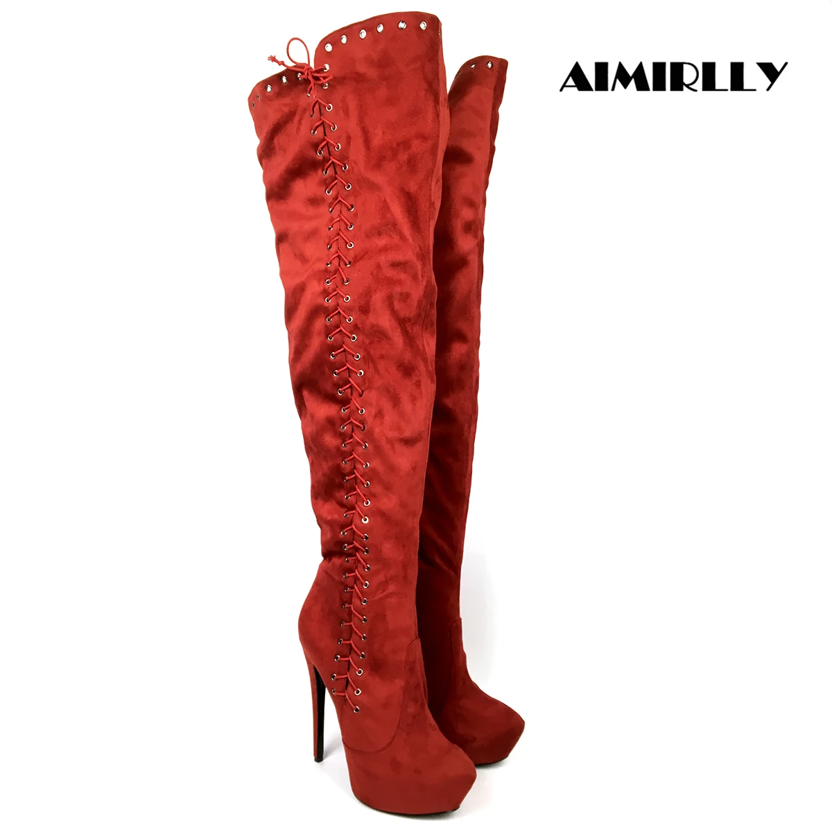 Fashion Women's Over the Knee Boots Lace Up Round Toe Platform High Heels Stilettos Winter Thigh Heigh Long Boots Customized