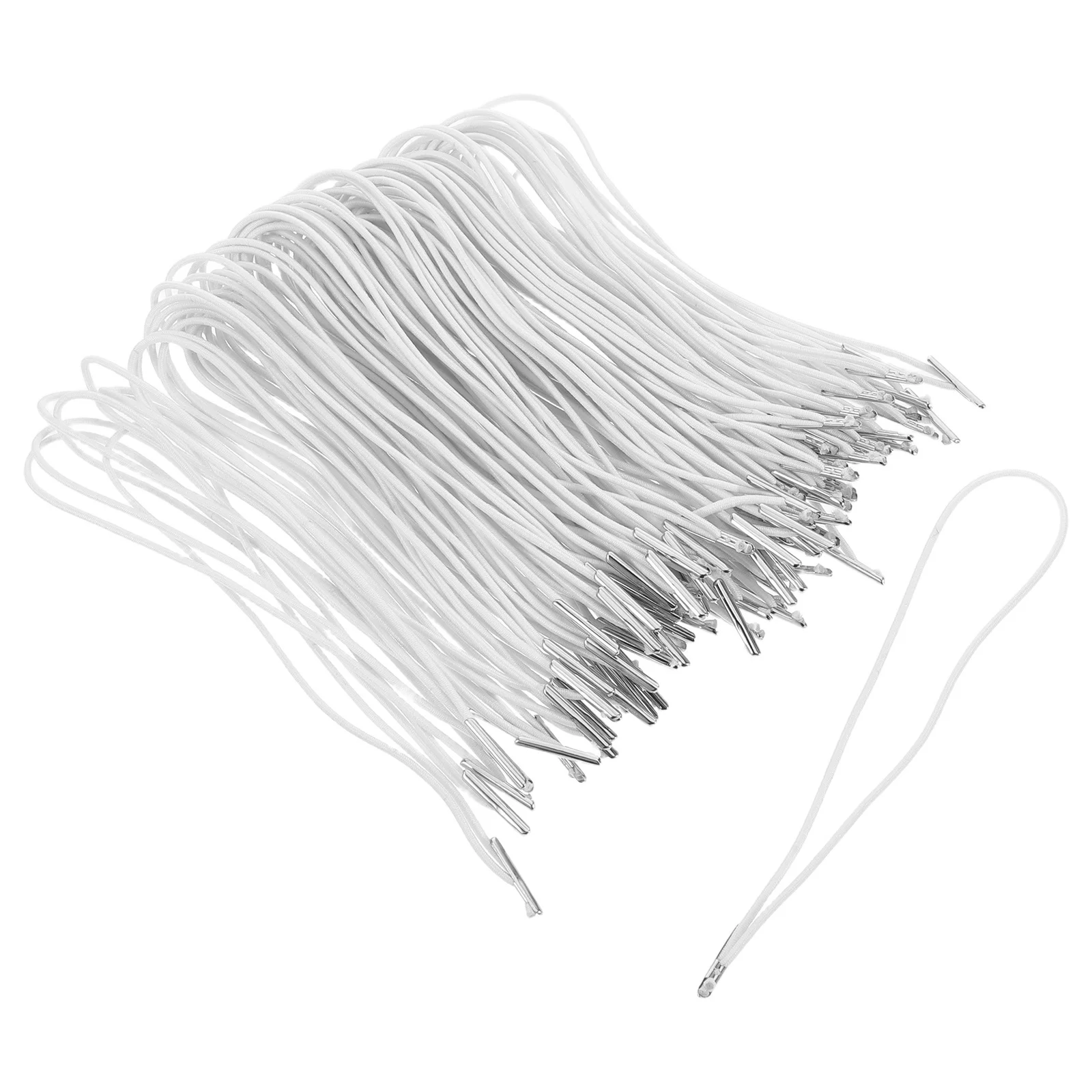 

100pcs Elastic String 4.9" Metal Ends Stretch Loop Band For Diy Masks Hats Menus Badges Signs Craft Cord Binding Rope Soft