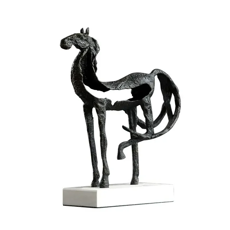 Statue d'animal évidée, cheval en métal, ameublement artisana