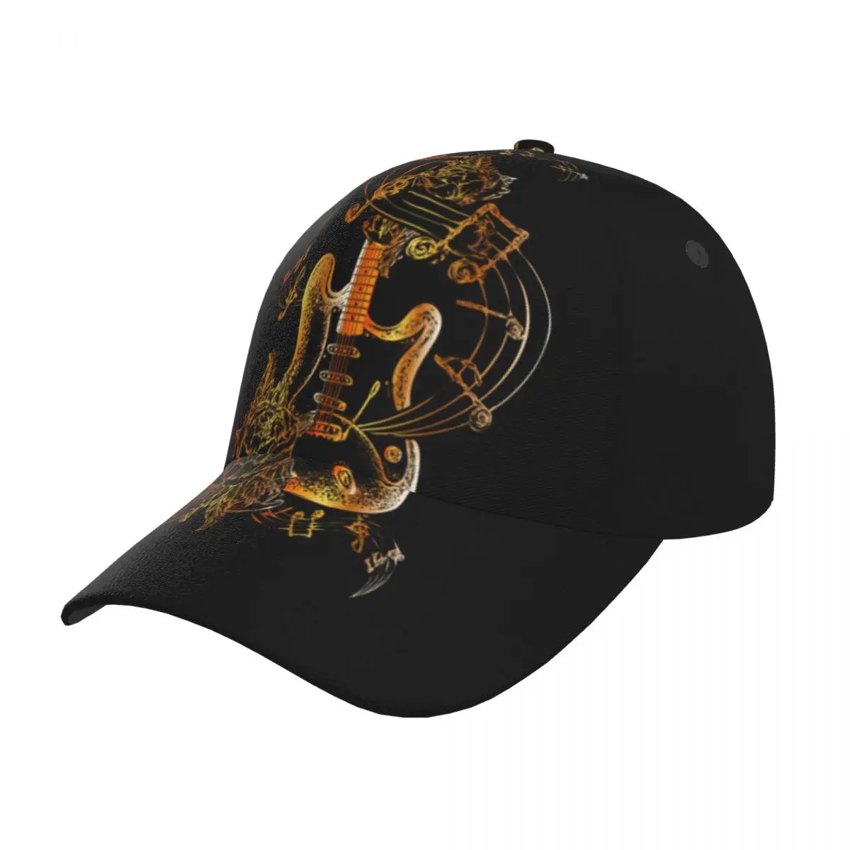 Electric Guitar Roses And Music Notes Baseball Cap women men snapback Classic Style hat