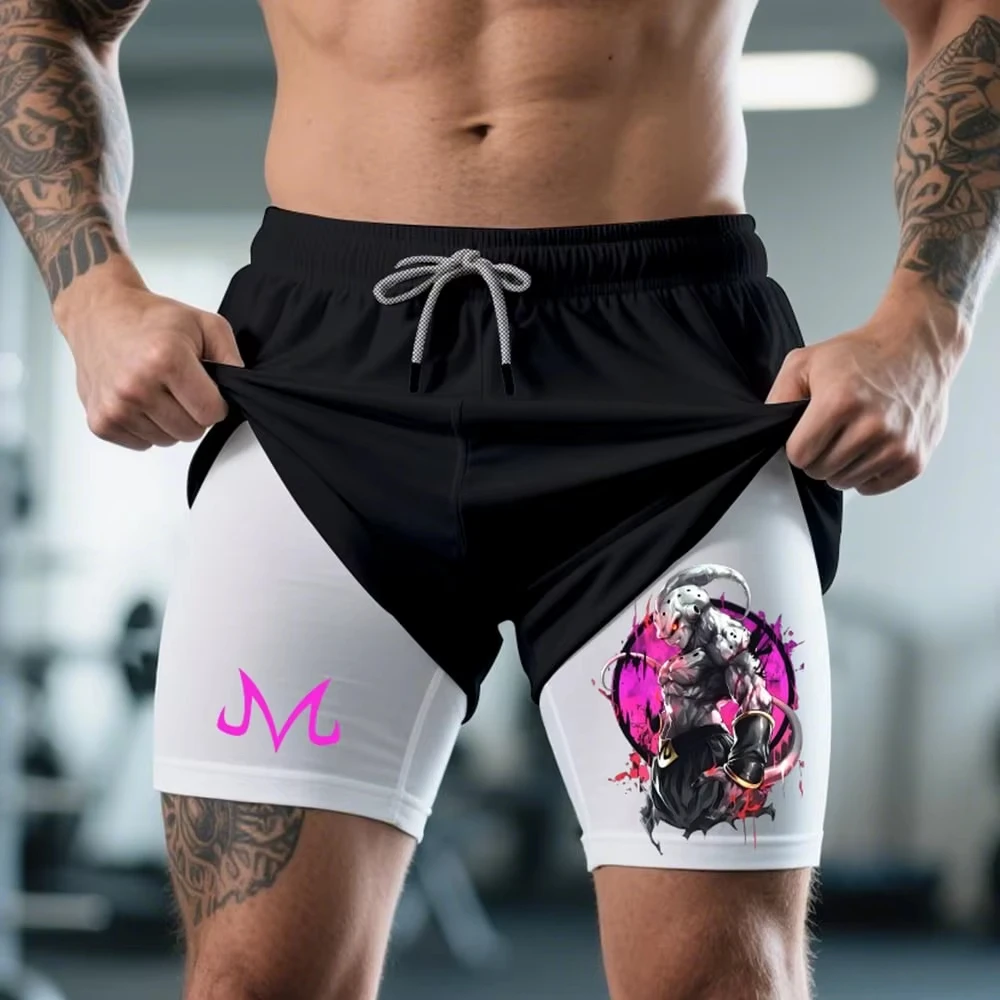 

Мужские черно-белые тренировочные шорты с разрезом и розовым логотипом M, левая бедра, правая нога, аниме-шорты с рисунком воина