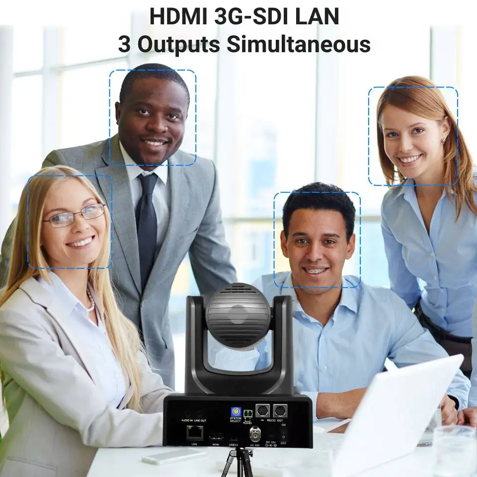 กล้อง ndi SDI HDMI IP PTZ 1080P 3ชิ้นกล้องสตรีมสดซูม20X สำหรับการประชุมทางธุรกิจคริสตจักรและการควบคุมกล้อง PTZ 1ชิ้น