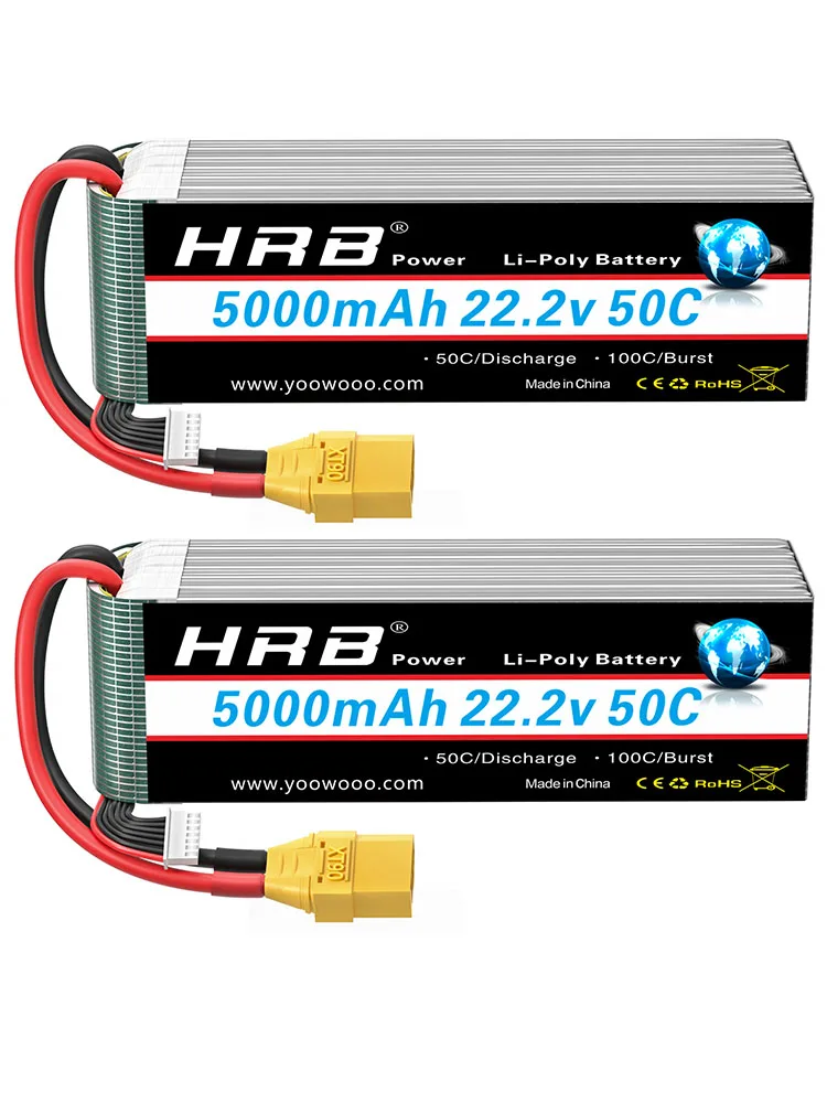 1/2PCS HRB 6S Lipo Batterie 22,2 V 5000mah Drone Batterie 50C Mit XT90 Stecker für quadcopter FlugzeugRC Auto Monster RC Drone