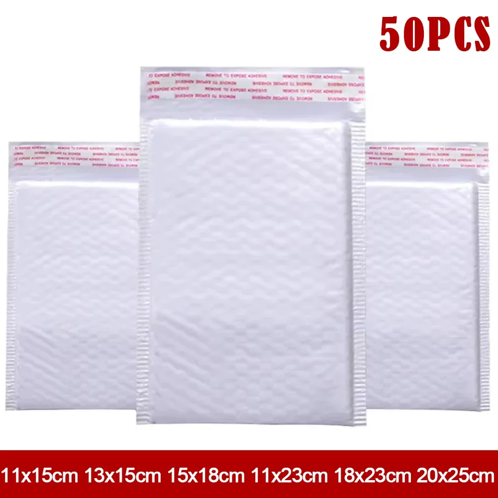 50Pcs Bubble Mailers White Poly Bubble Mailer Self Seal Padded Gift Bag Packaging Envelope Bags Book Shipping Package Bag