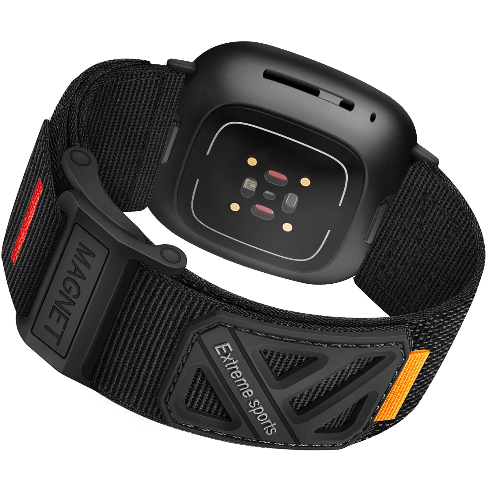 Correa de nailon Compatible con Fitbit Versa 4/Versa 3/Fitbit Sense 2/Sense Banda con hebilla magnética de nailon tejido para hombre