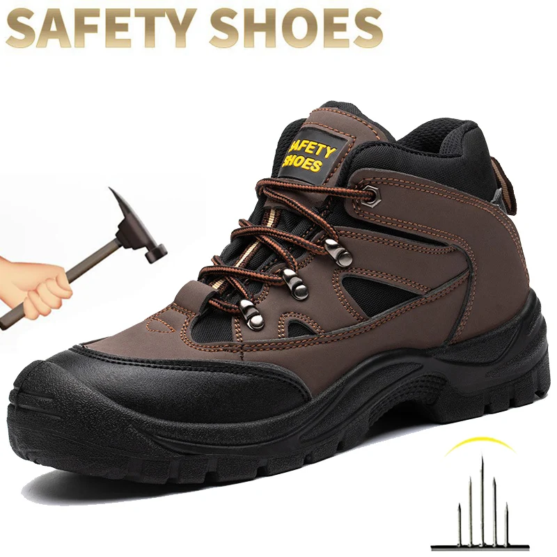 Waterproof Work Boots Mens Indestructible Work Safety Shoes With Steel Toe Cap Puncture-Proof Male Security Protective Shoes