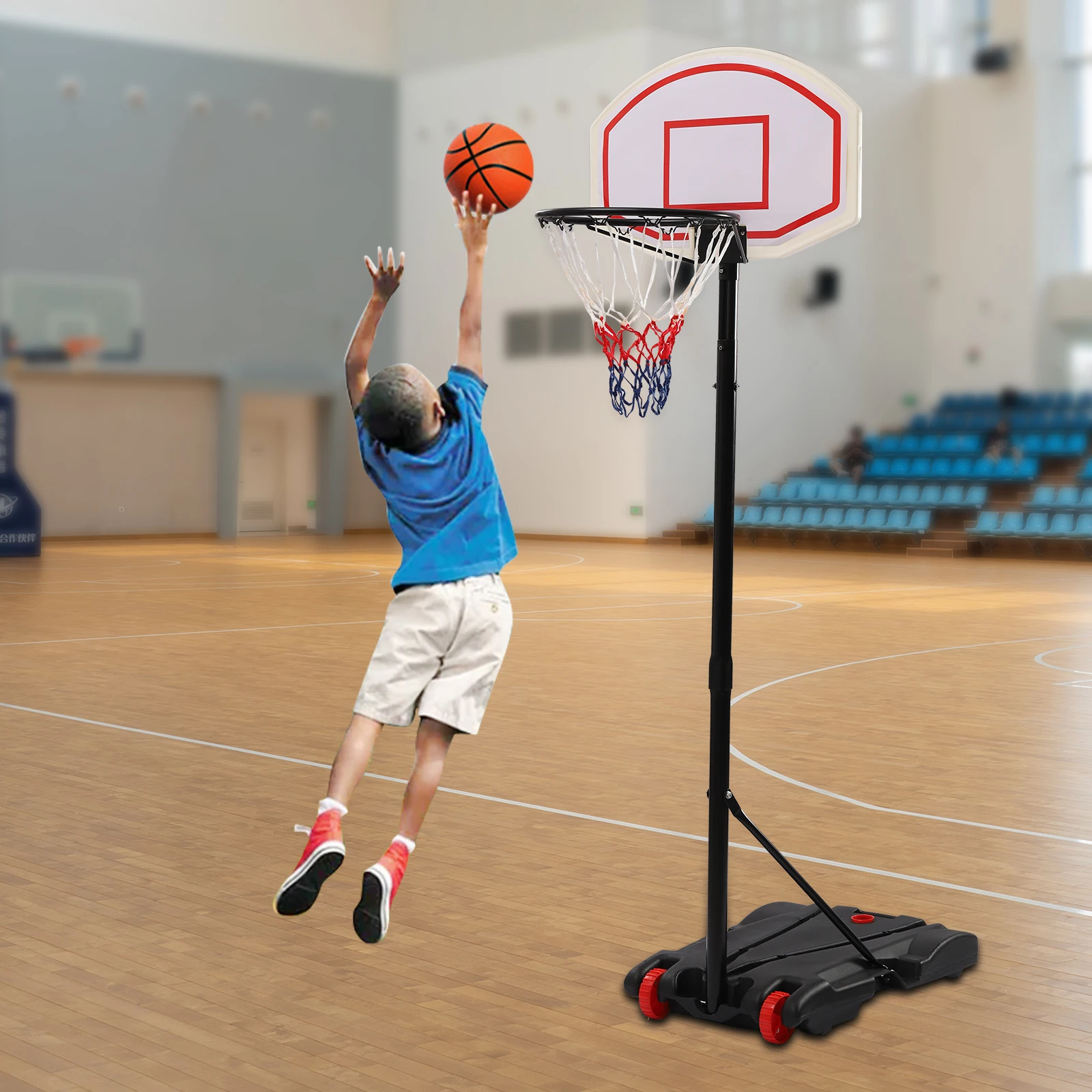 

Portable Basketball Hoop, Adjustable Outdoor and Indoor Basketball Training Equipment, for Junior Kids and Adult, 5.6-7ft