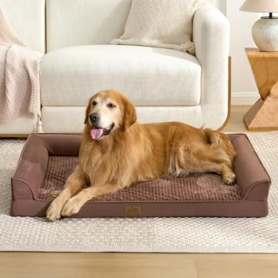 

Dog Beds for Extra Large Dog, XXL Bolster Pet Couch with Waterproof Lining, Egg Crate Foam Sofa for Pets Up to 150 lbs, U-Shape