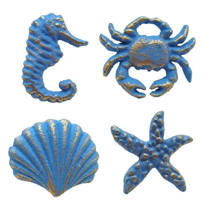 AEE4-4Pcs Retro Marine Style Cast Iron Drawer Handle-Kitchen Cabinet Wardrobe Closet Hardware