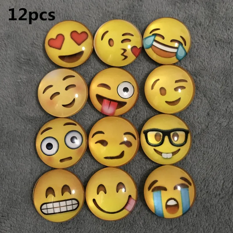 12pcs Round Polystyrene Smile Face Fridge Magnets - Adorable Decorative Magnets for Kitchen, Office, Whiteboard, Locker, Cabinet