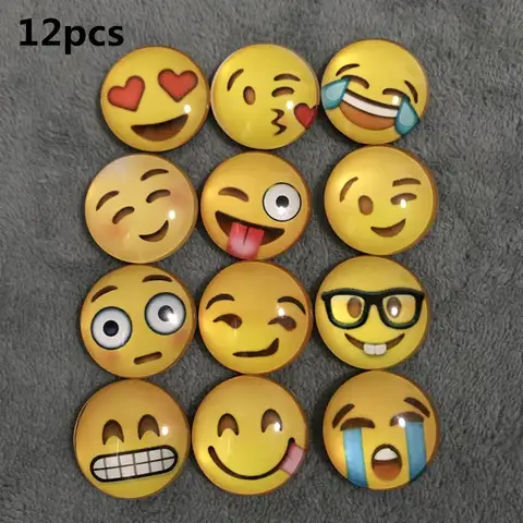 12pcs Round Polystyrene Smile Face Fridge Magnets - Adorable Decorative Magnets for Kitchen, Office, Whiteboard, Locker, Cabinet