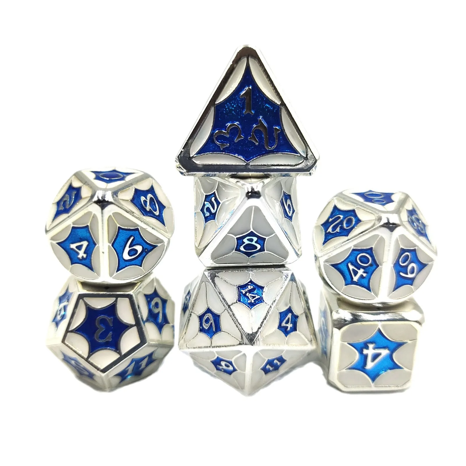 

Galaxy 7PCS Metal Dice Set with D20 for RPG Dungeons and Dragons Unique Heavy Duty Precision Game Dice Luxury Gaming Accessories