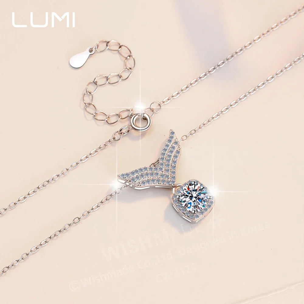 

Милый кулон с крыльями ангела, муассанит 1-2 карата, ожерелье из стерлингового серебра 925 пробы для женщин, вечерние свадебные ювелирные изделия, лабораторный бриллиант