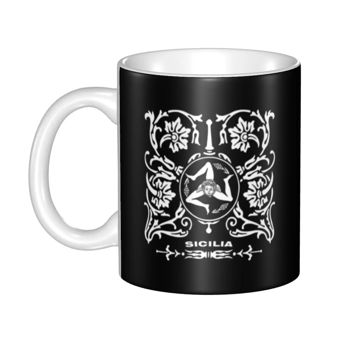 Personalized Sicilan Shield Coffee Mug DIY Trinacria Sicily Flag Ceramic Milk Tea Cup
