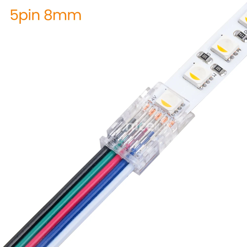 5Pcs Transparent Solderless Cover Connector 5Pin LED Strip Light RGBW Tape SMD 5050 Corner Connectors 5 Pin Connector Terminal