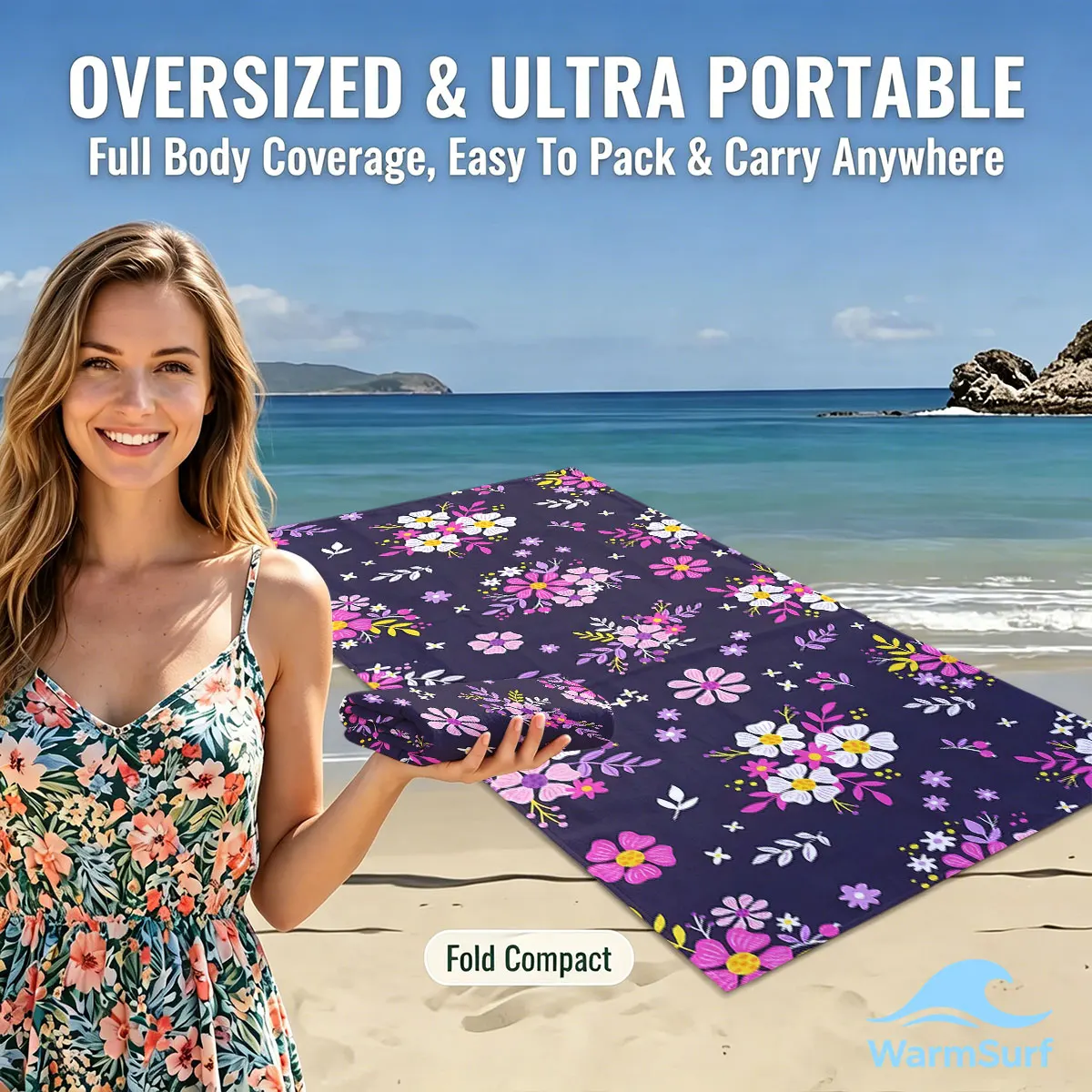 Toallas de playa de secado rápido con estampado floral morado oscuro, ligeras, de secado rápido y súper absorbentes. Es un artículo imprescindible para el verano.