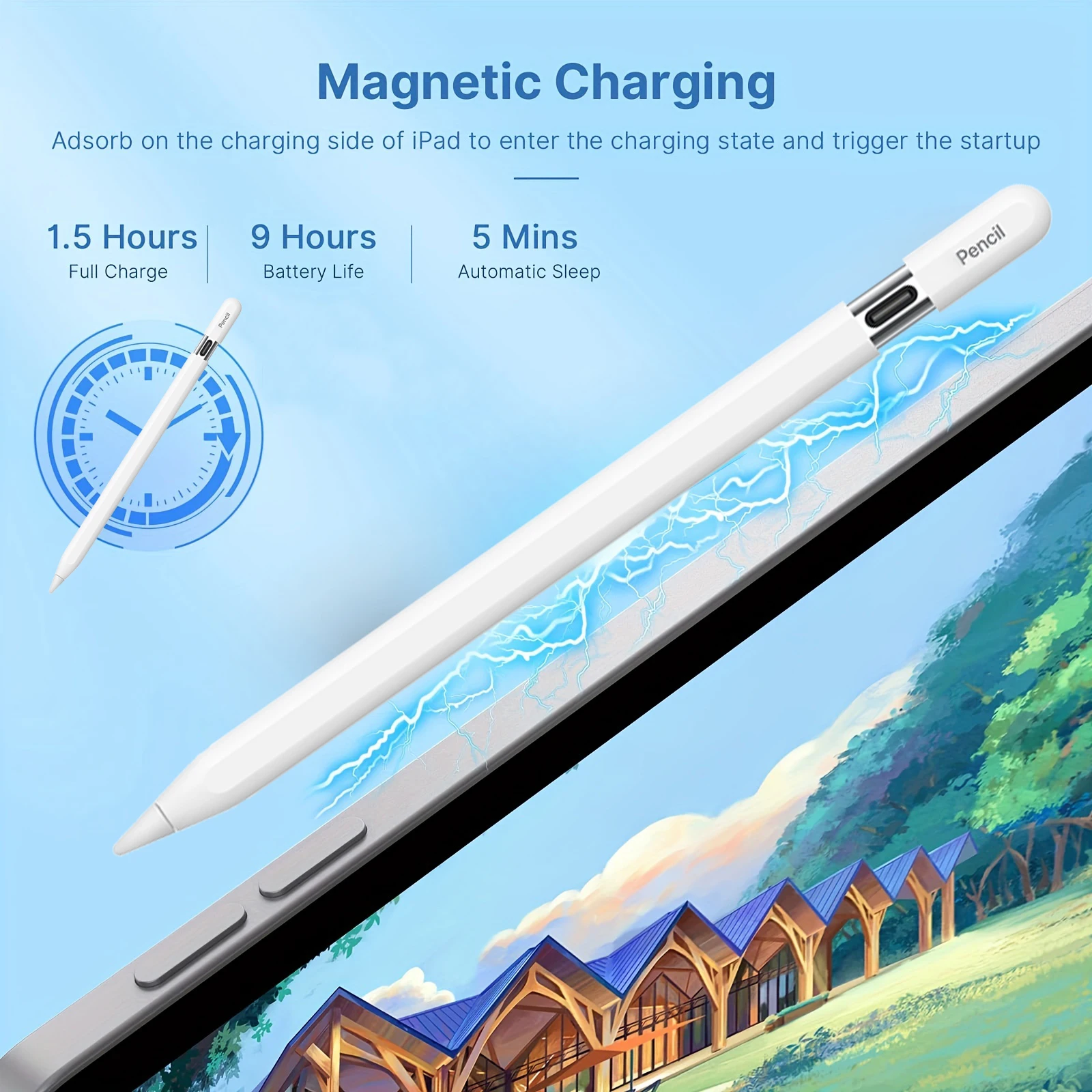 For iPad Pencil（USB-C）For Apple Pencil 32 1 Magnetic Charger for iPad Pencil Palm Rejection Tilt Pen for 2022 2021 2020 2018 201