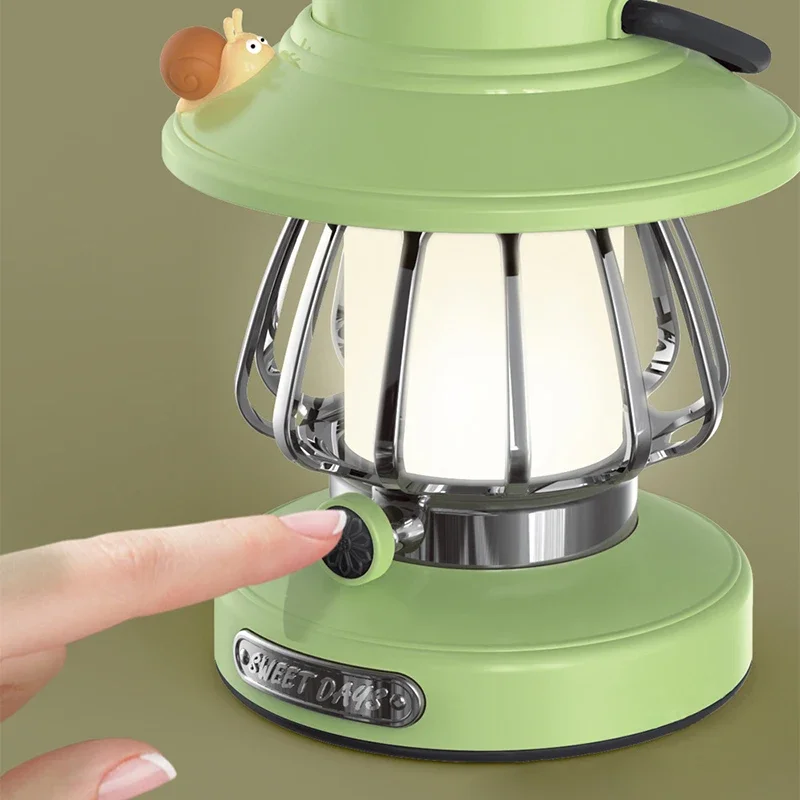 Camping Night Lights USB C Rechargeable 3 Colors Stepless Dimming Night Light Outdoor Portable Emergency Retro LED Camping Lamp