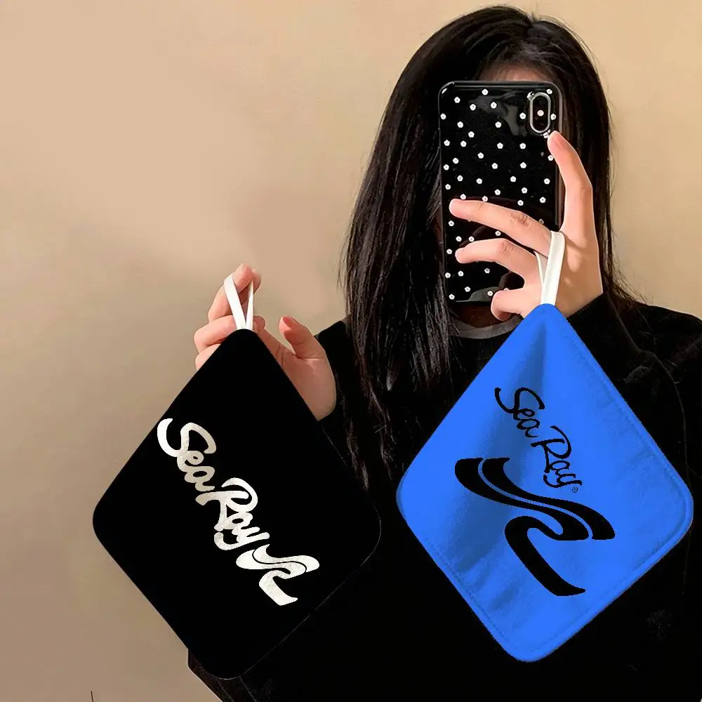 S-Sea R-Ray logo Polyester Cotton Hand Wiping Towel, Anti-shrink Hanging Kitchen Cloth for Household Cleaning