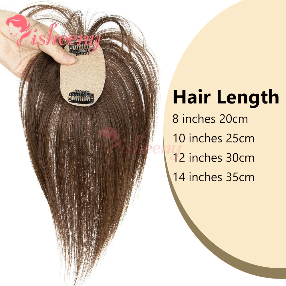 isheeny 8 polegadas-14 polegadas 360 °   3D cobertura completa postiços preto marrom loiro toppers de cabelo com franja para mulher em linha reta cabelo humano real