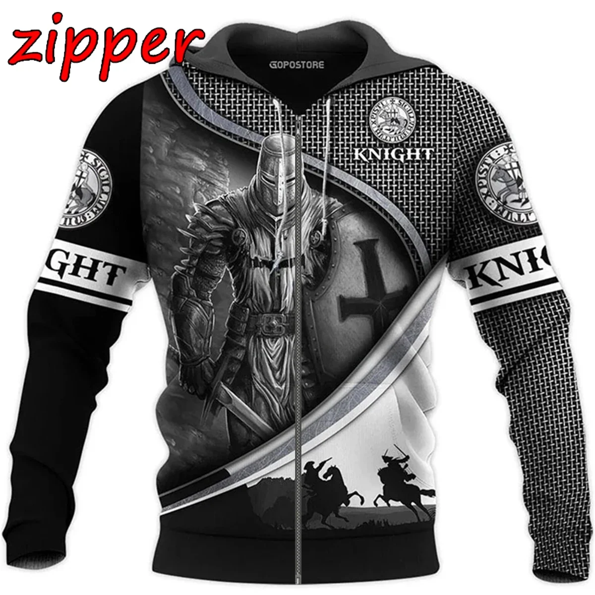 Knights Templar 3d Print Men's Laxity Hoodie Casual Oversized Pullover Popular Streetwear Fashion Sweatshirt Trend Men Clothing
