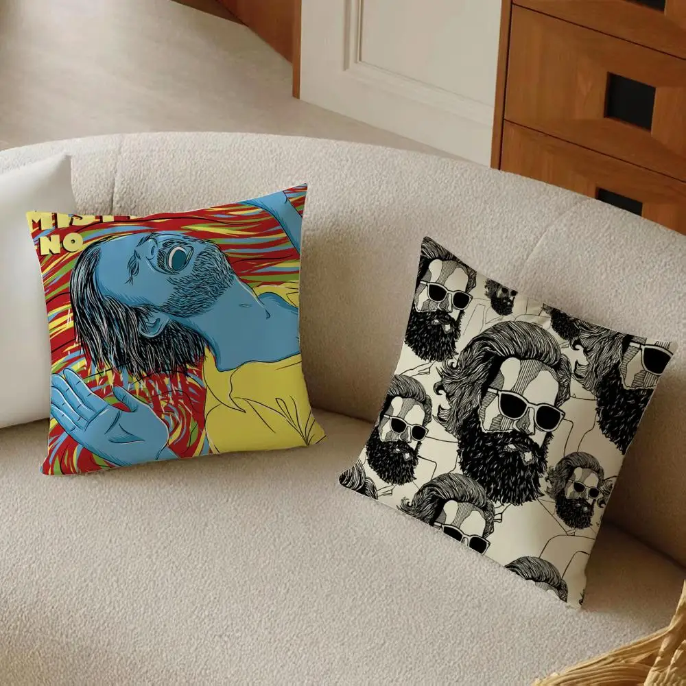 Father J-John Misty Cushion Cover Daily Washable Linen Pillowcase Soft  for Sofa Bed Home Room Decor