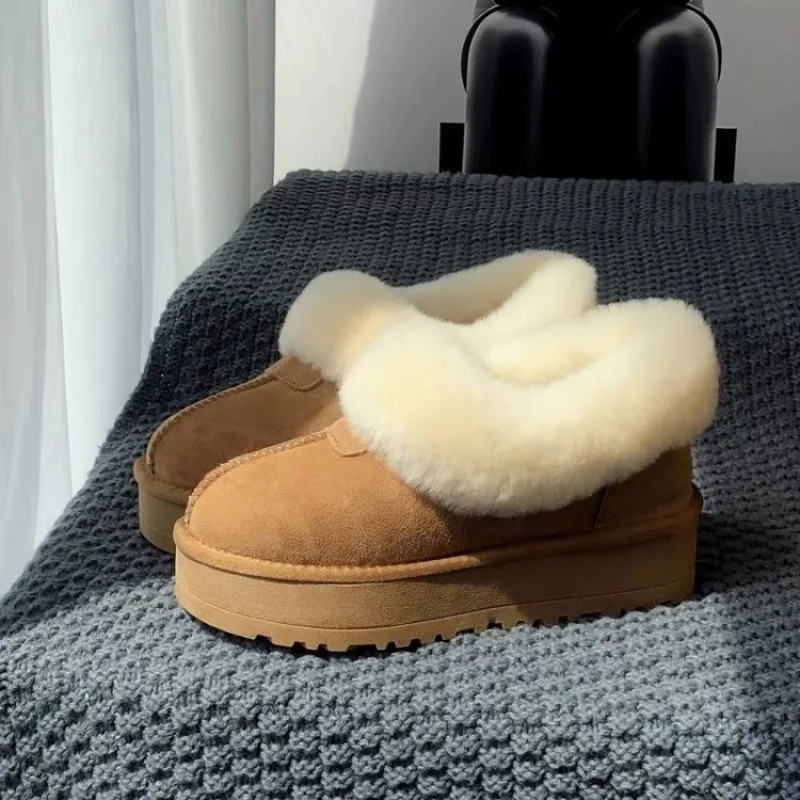 

2024 winter new snow boots women's thick soles plus fleece warm short boots casual fashion bread women's boots handmade