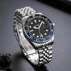 PLADEN Luxury Watches For Mens Business Double Time Zone Fashion Wristwatch Stainless Steel Luminous Watch Classical Design