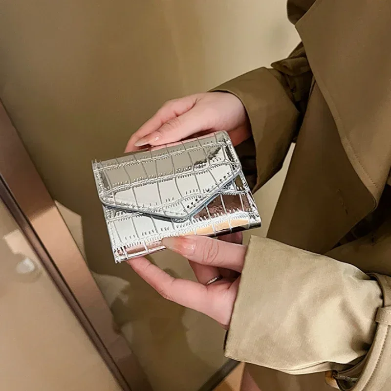 PU Leather Croc Embossed Envelope Wallet Women Slim Card Holder Purse Fashion Clutch Coin Pouch Lady Small Bags