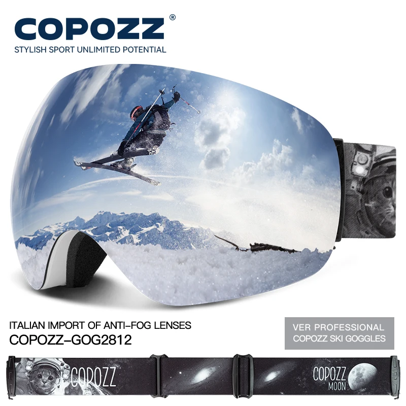 COPOZZ Ski Goggles UV400 Protection Ski Mask Men Women Anti-Fog Big Face Skiing Glasses Outdoor Sport Snowboard Skiing Eyewear