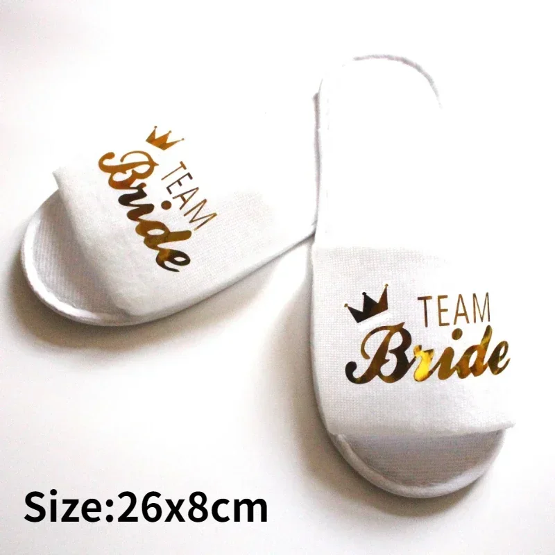 1 Pair Bride Shower Team Bride Wedding Decoration Bridesmaid Hen Party Spa Soft Slippers Ladies Bachelorette Party Supplies