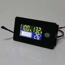 Battery Meter with Alarm Temperature Display Battery Capacity Voltage Indicator Battery Gauge Monitors Lithium ion