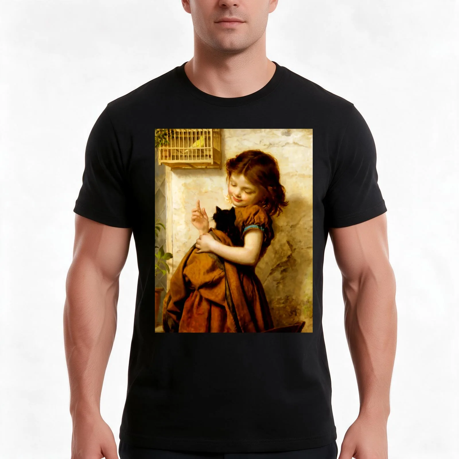 Sophie Gengembre Anderson Her Favorite Pets T-Shirt, Summer Casual Cotton Tee, Oversized Streetwear Tops, Vintage Graphic Print